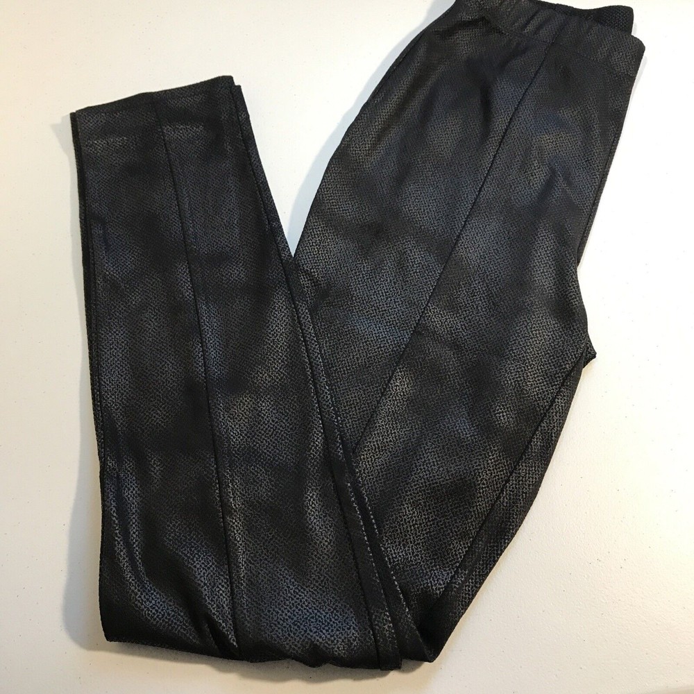 GRAVER Susan Graver Faux Suede Leggings Foil Print Sheen Black Size XXS